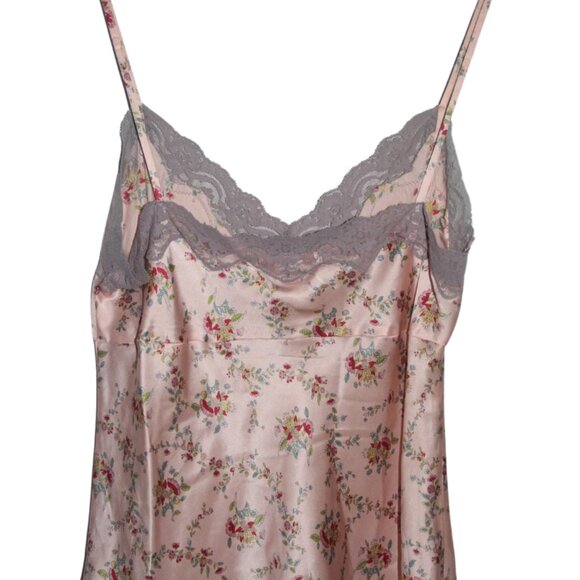 Fiona London Pink Purple Silk Lace Floral Print Camisole Chemise Top Size L - Picture 3 of 8